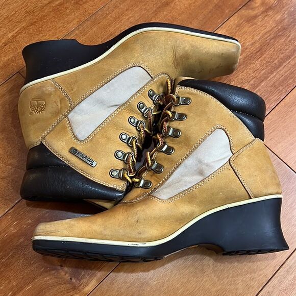 Timberland Vintage Rare Women’s Wheat Chukka Wedge Heel Booties Size 7 - Picture 6 of 7